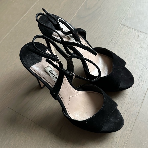 Vintage Miu Miu Suede Peep Toe Stiletto - Picture 2 of 3